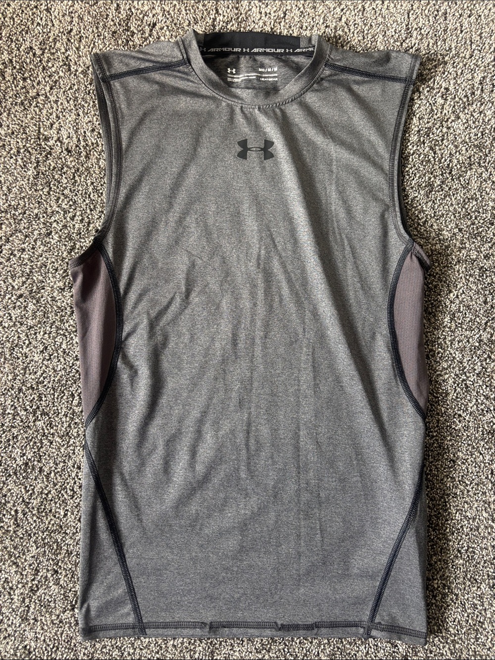 Under Armour Men's Gray Sleeveless Compression Shirt- Size Medium